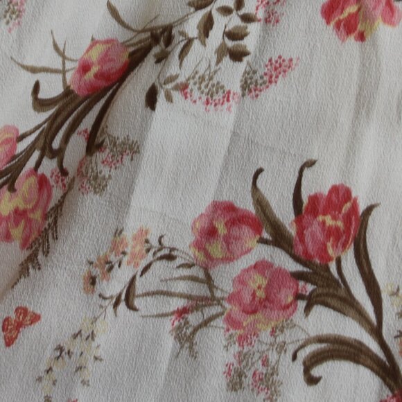 Reformation Leila Ivory Pink Floral Print Inka Midi Dress Smocked Slit Crepe XL - Picture 16 of 16